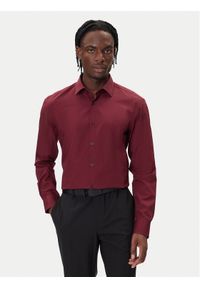 Hugo - HUGO Koszula Kenno 50289499 Bordowy Slim Fit. Kolor: czerwony. Materiał: bawełna