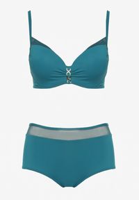 Renee - Ciemnozielone Bikini Biustonosz Zdobiony Aplikacją i Majtki Typu Figi Iffirelle. Kolor: zielony. Wzór: aplikacja