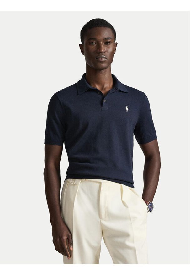Polo Ralph Lauren Polo 710980682001 Granatowy Regular Fit. Typ kołnierza: polo. Kolor: niebieski. Materiał: bawełna