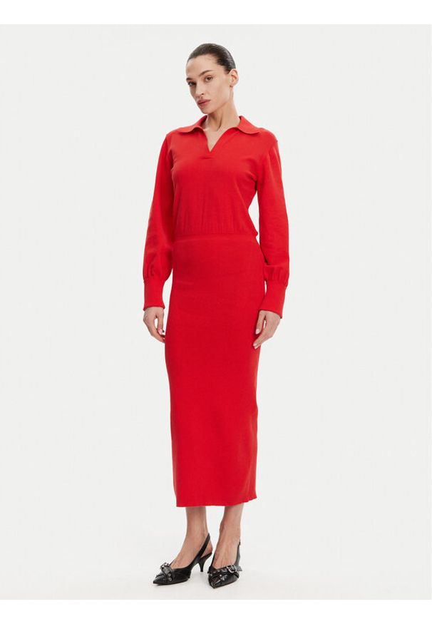French Connection Sukienka dzianinowa 71YAU Czerwony Regular Fit. Kolor: czerwony. Materiał: syntetyk, bawełna