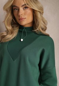 Renee - Zielona Ocieplana Bluza Bawełniana z Półgolfem Heraia. Kolor: zielony. Materiał: bawełna #3