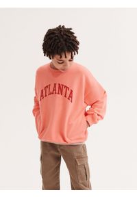 Reserved - Bluza oversize - brzoskwiniowy. Kolor: pomarańczowy. Materiał: bawełna, dzianina #1