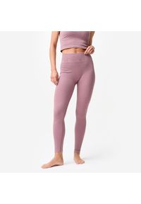 DOMYOS - Legginsy do jogi i pilatesu damskie Domyos seamless. Kolor: fioletowy. Materiał: elastan, poliamid, materiał. Sport: joga i pilates #1