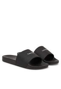 Calvin Klein Klapki Pool Slide W/ Ck Square HM0HM01754 Czarny. Kolor: czarny. Materiał: skóra