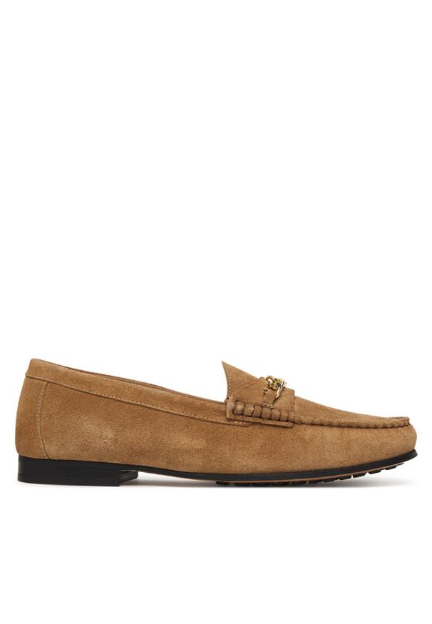 TOMMY HILFIGER - Tommy Hilfiger Mokasyny Th Chain Suede Loafer FW0FW09327 Brązowy. Kolor: brązowy. Materiał: zamsz, skóra