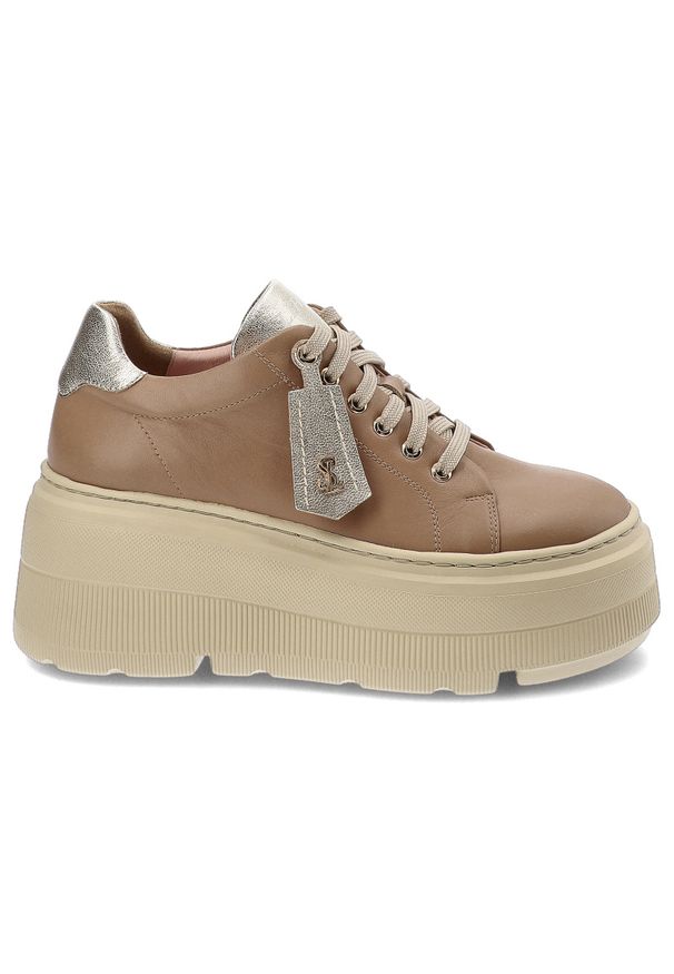 Brązowe Sneakersy Libero Modne Obuwie Damskie. Okazja: na co dzień. Zapięcie: sznurówki. Kolor: brązowy. Materiał: jeans, skóra. Styl: sportowy, elegancki, casual