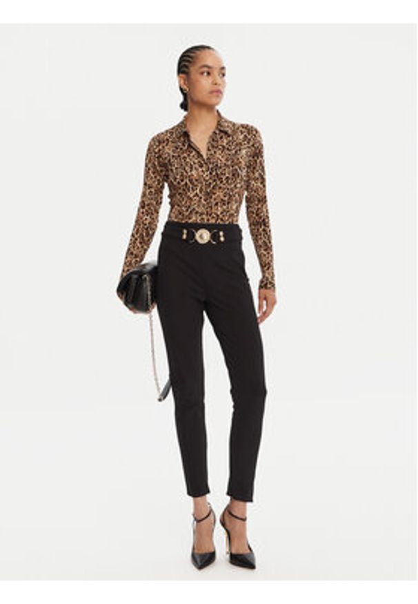 Just Cavalli Koszula 79PAL228 JS496 Brązowy Slim Fit. Kolor: brązowy. Materiał: wiskoza