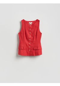 Reserved - Lniana kamizelka - czerwony. Kolor: czerwony. Materiał: len #1