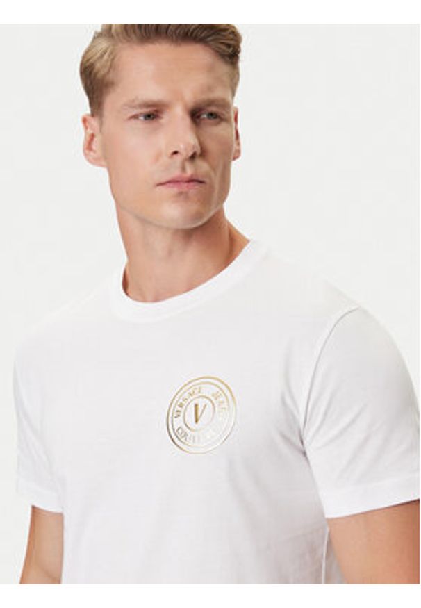 Versace Jeans Couture T-Shirt 79GAHT00 CJ00T Biały Regular Fit. Kolor: biały. Materiał: bawełna