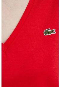 Lacoste t-shirt bawełniany TF8392 kolor czerwony. Kolor: czerwony. Materiał: bawełna. Długość rękawa: krótki rękaw. Długość: krótkie. Wzór: gładki #4
