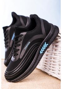 Casu - Czarne buty sportowe sznurowane casu 20y04/b. Kolor: czarny, wielokolorowy, niebieski #2