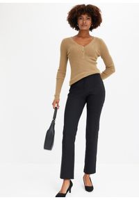bonprix - Spodnie ze stretchem z bengaliny. Kolor: czarny. Styl: elegancki #3