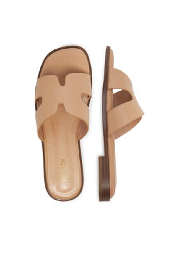 DeeZee Klapki DZ-S8 Beżowy. Kolor: beżowy. Materiał: skóra