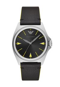 Emporio Armani - Zegarek AR11330. Kolor: czarny. Materiał: skóra, materiał