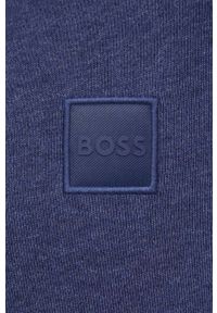 BOSS Orange - BOSS bluza bawełniana BOSS ORANGE męska kolor granatowy z kapturem gładka. Typ kołnierza: kaptur. Kolor: niebieski. Materiał: bawełna. Wzór: gładki #2