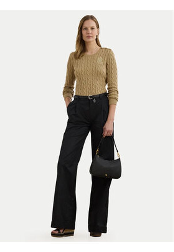 Lauren Ralph Lauren Sweter 200932223005 Beżowy Slim Fit. Kolor: beżowy. Materiał: bawełna