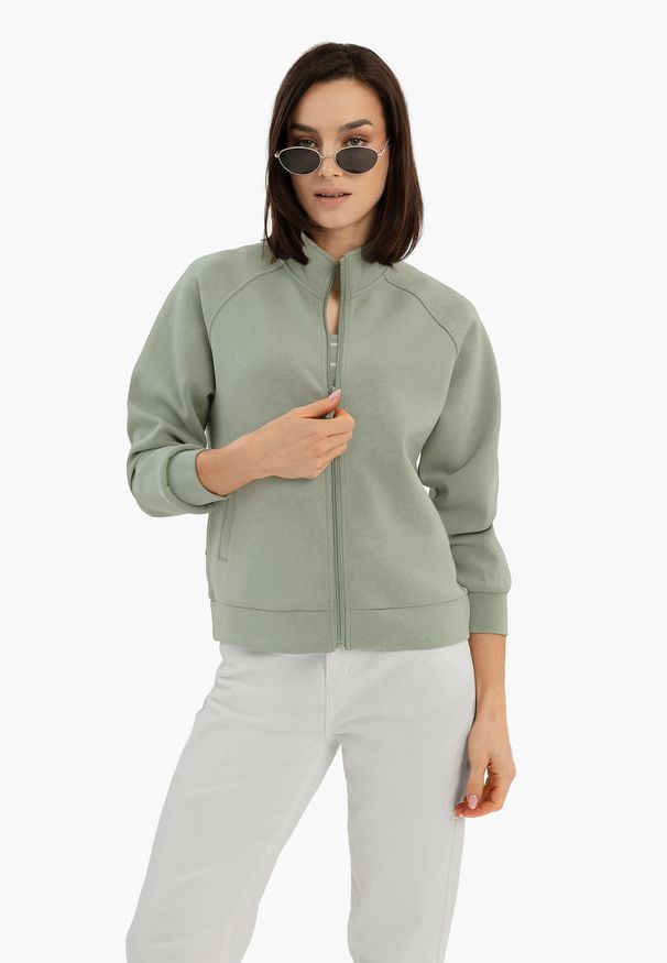 Volcano - Bluza damska ze stójką B-ELIA. Okazja: na co dzień. Typ kołnierza: kołnierzyk stójkowy. Materiał: poliester, bawełna, materiał, elastan. Długość rękawa: raglanowy rękaw. Styl: casual, sportowy