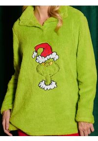 Sinsay - Piżama dwuczęściowa Grinch - zielony. Kolekcja: plus size. Kolor: zielony. Materiał: prążkowany, materiał, guma. Długość: długie. Wzór: nadruk