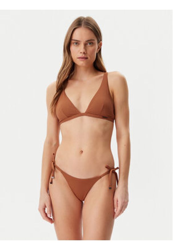 Calvin Klein Swimwear Dół od bikini KW0KW02704 Brązowy. Kolor: brązowy. Materiał: syntetyk