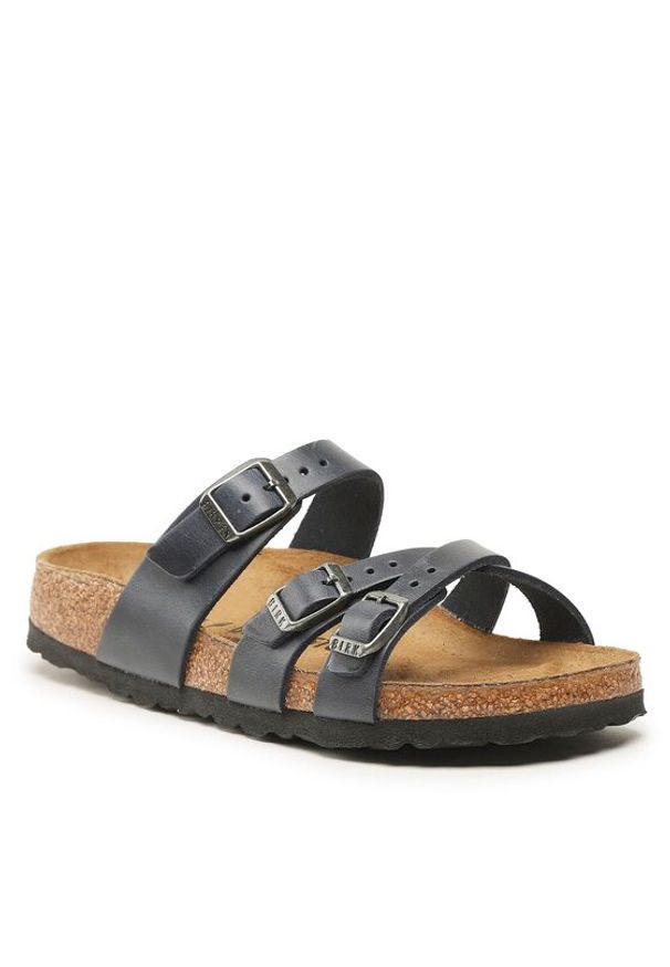 Klapki Birkenstock. Kolor: niebieski. Materiał: skóra