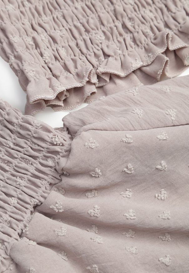 Born2be - Beżowy Komplet Top w Stylu Hiszpanki i Spódnico-Szorty z Gumką Quillatta. Kolor: beżowy. Wzór: aplikacja