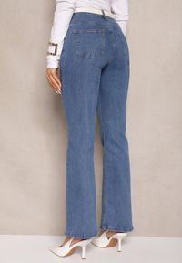 Renee - Niebieskie Jeansy z Bawełną High Waist o Fasonie Dzwonów Celinsse. Okazja: na co dzień. Stan: podwyższony. Kolor: niebieski. Długość: długie. Styl: casual, elegancki