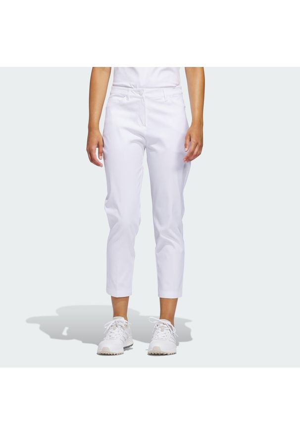 Adidas - Spodnie Do Kostek Ultimate365 Twistweave Z 5 Kieszeniami. Kolor: biały. Materiał: materiał. Długość: do kostek. Sport: golf