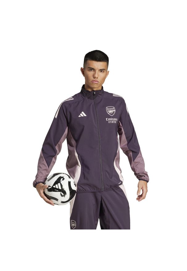 Adidas - Kurtka prezentacyjna Arsenal Tiro 2024/25. Kolor: niebieski, fioletowy, wielokolorowy. Sport: piłka nożna