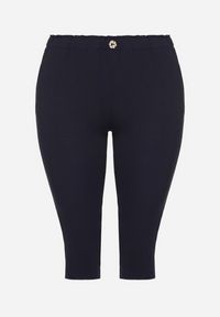 Born2be - Granatowe Spodnie z Gumką w Pasie 7/8 Tenimira. Okazja: na co dzień, na spacer. Kolekcja: plus size. Kolor: niebieski. Styl: klasyczny, elegancki, casual #3