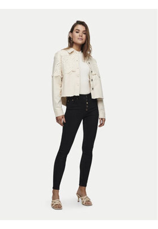 only - ONLY Kurtka jeansowa Elena 15232378 Beżowy Regular Fit. Kolor: beżowy. Materiał: bawełna