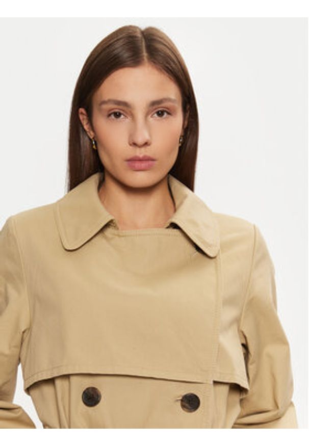 Tommy Jeans Trencz DW0DW20280 Beżowy Regular Fit. Kolor: beżowy. Materiał: bawełna