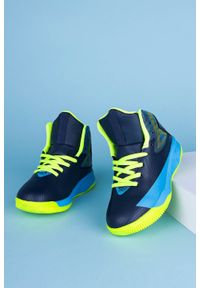 Casu - Granatowe buty sportowe sznurowane casu 201a/by. Kolor: wielokolorowy, niebieski, żółty