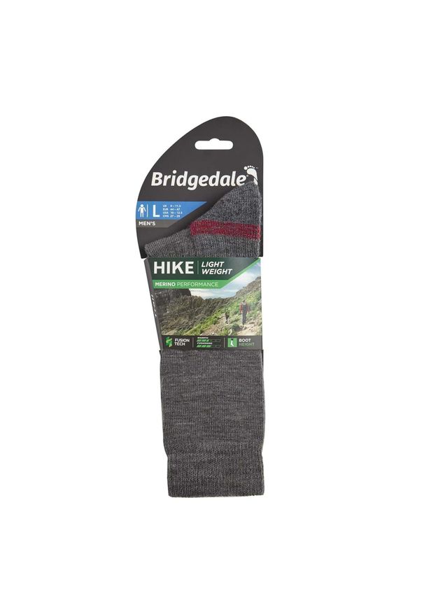 BRIDGEDALE - Skarpety do turystyki męskie Bridgedale HIKE LW END BO ORI grey L. Kolor: szary. Materiał: wełna. Sport: turystyka piesza