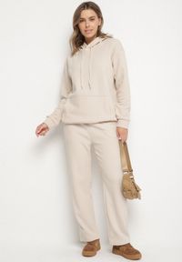 Born2be - Beżowy Bawełniany Komplet Dresowy z Bluzą i Spodniami Zansira. Kolor: beżowy. Materiał: dresówka, bawełna #4