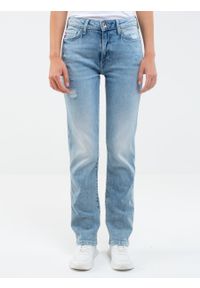 Big-Star - Spodnie jeans damskie z przetarciami Myrra 169. Stan: podwyższony. Kolor: niebieski. Styl: vintage, klasyczny