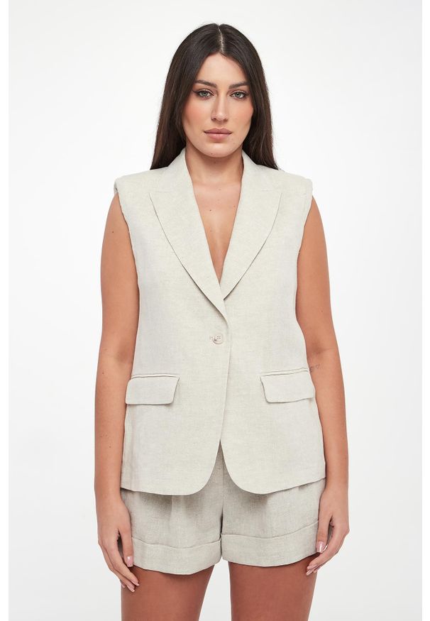 Twinset Milano - Kamizelka damska lniana TWINSET. Materiał: len