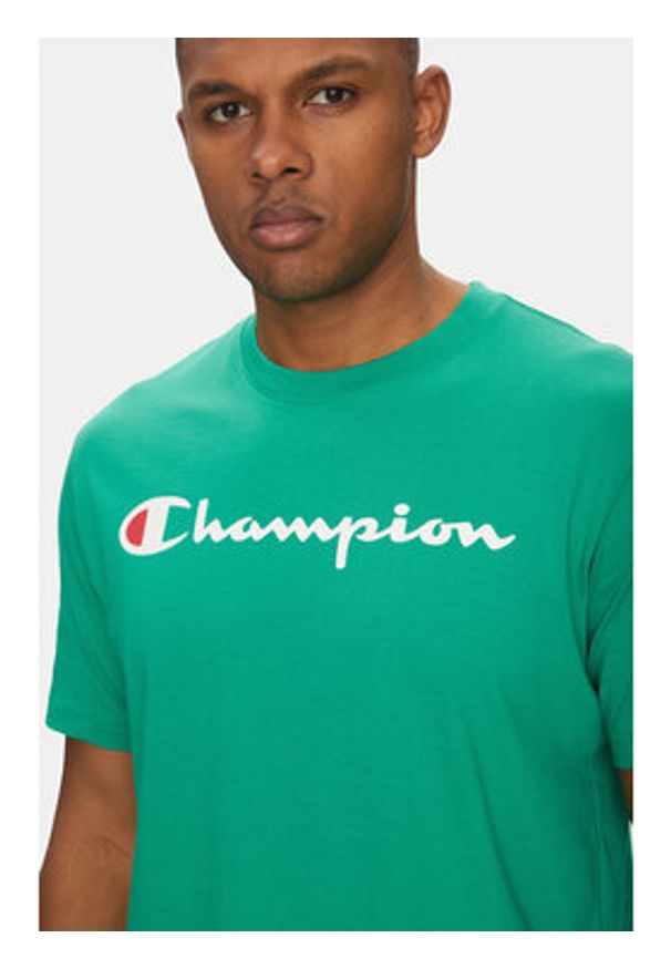 Champion T-Shirt 220256 Zielony Regular Fit. Kolor: zielony. Materiał: bawełna