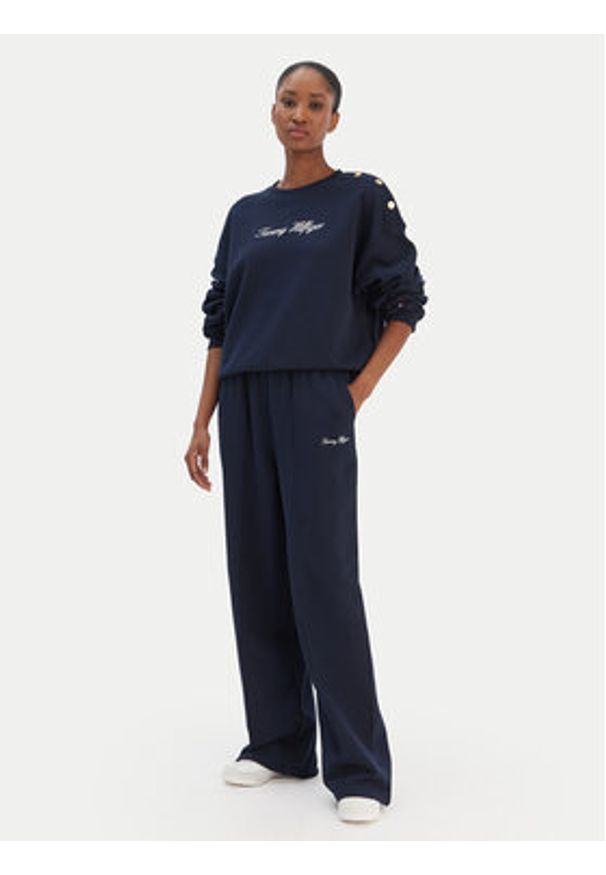 TOMMY HILFIGER - Tommy Hilfiger Bluza Script WW0WW48783 Granatowy Relaxed Fit. Kolor: niebieski. Materiał: bawełna