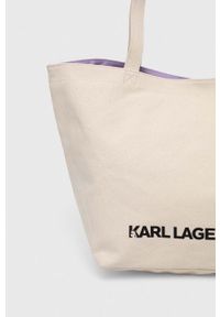Karl Lagerfeld torebka bawełniana kolor beżowy. Kolor: beżowy #5