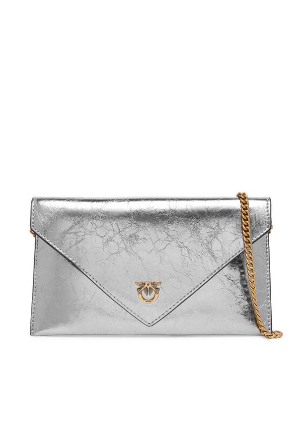 Pinko - PINKO Torebka Flat Purse Mini AI 25-26 PCPL 105347 A2OT Srebrny. Kolor: srebrny. Materiał: skórzane