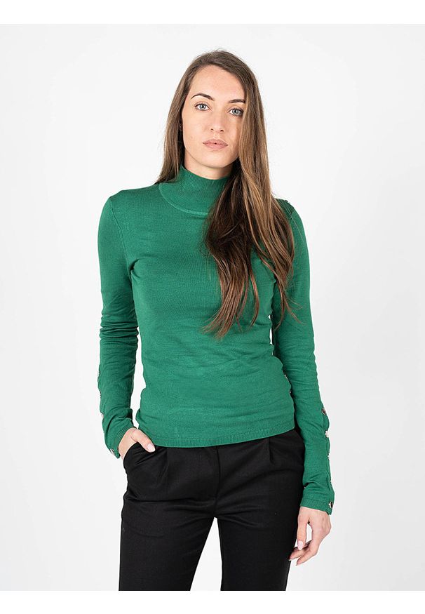 Silvian Heach Sweter | PGA22056LU | Kobieta | Zielony. Typ kołnierza: golf. Kolor: zielony. Materiał: nylon, wiskoza. Wzór: aplikacja