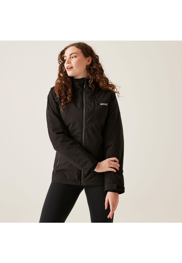 Regatta - Kurtka turystyczna damska Highton Stretch IV wodoodporna ocieplana. Kolor: czarny. Materiał: materiał. Sport: turystyka piesza