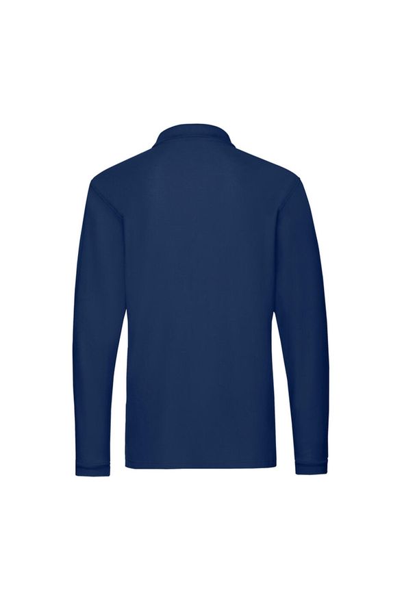 FRUIT OF THE LOOM - Męska Koszulka Polo Premium Z Długim Rękawem. Typ kołnierza: polo. Kolor: niebieski. Długość rękawa: długi rękaw. Długość: długie