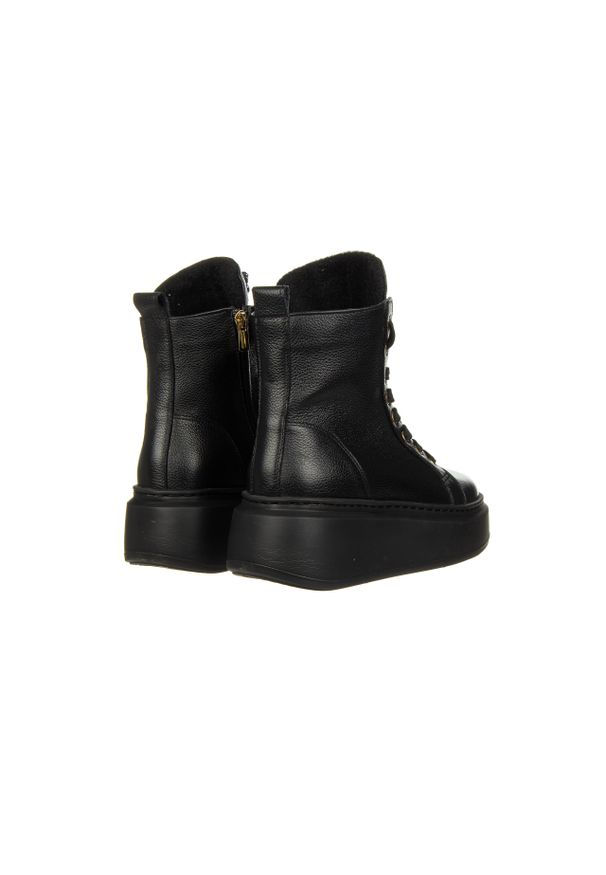 Trzewiki Bayla-159 4863 126-F Czarny Lico 159174, Skóra naturalna. Kolor: czarny. Materiał: skóra. Szerokość cholewki: normalna. Wzór: aplikacja. Sezon: jesień, zima. Obcas: na obcasie. Wysokość obcasa: średni