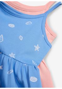 bonprix - Sukienka z dżerseju z czystej bawełny organicznej (2 szt.). Kolor: niebieski. Materiał: jersey, bawełna. Długość rękawa: na ramiączkach. Wzór: jednolity, nadruk. Sezon: lato #2