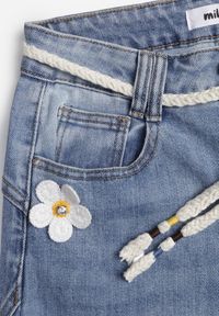 Renee - Niebieskie Szerokie Jeansy z Bawełną High Waist z Paskiem Typu Sznurek Caninna. Stan: podwyższony. Kolor: niebieski. Sezon: wiosna #3