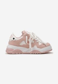 Renee - Różowe Sneakersy na Niskiej Platformie z Grubymi Sznurówkami Nerisses. Kolor: różowy. Obcas: na platformie #5