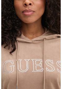 Guess - GUESS Brązowa welurowa damska bluza Couture. Kolor: brązowy. Materiał: welur #3