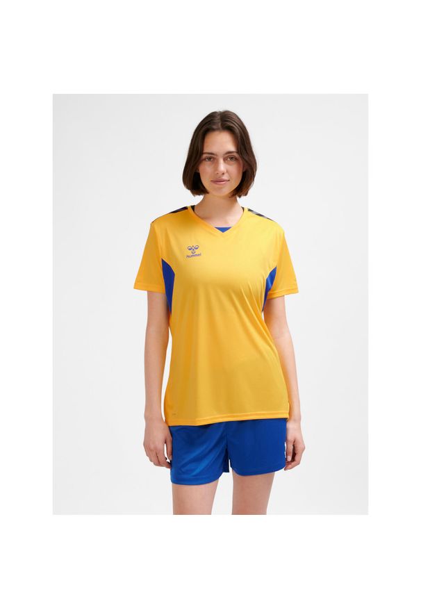 Damski jersey Hummel Authentic PL. Kolor: żółty, pomarańczowy, niebieski, wielokolorowy. Materiał: jersey. Sport: piłka nożna