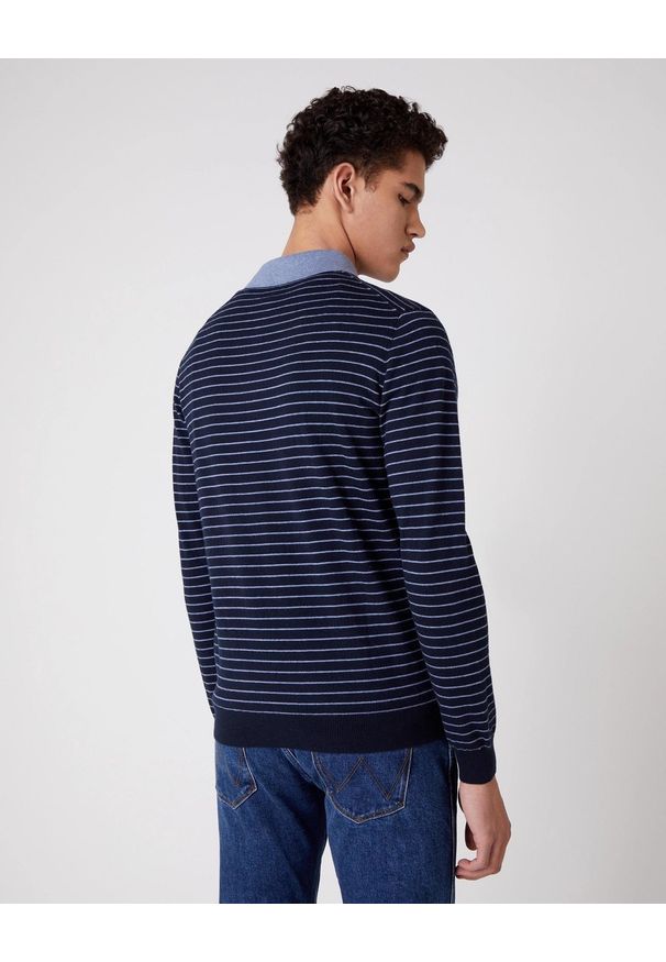 Wrangler - MĘSKIE POLO WRANGLER POLO KNIT ECLIPSE W8B32PX7M 112132386. Typ kołnierza: polo